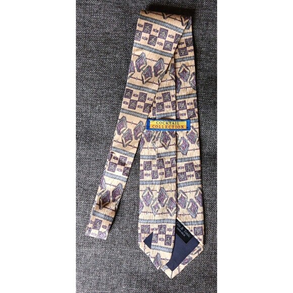 Tie 70s 80s 90s Y2K Mens Cocktail Collection Yellow Purple Blue 57 Inches - Picture 3 of 5